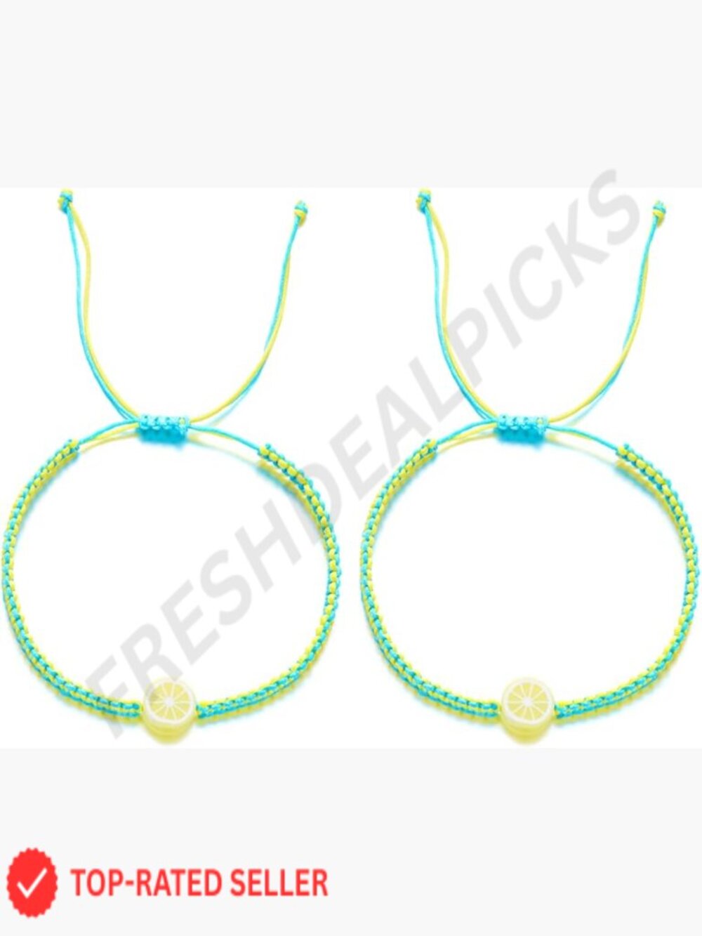 2Pcs Summer Fruits Braided Bracelet Handmade Cute Adjustable Rope Friendship